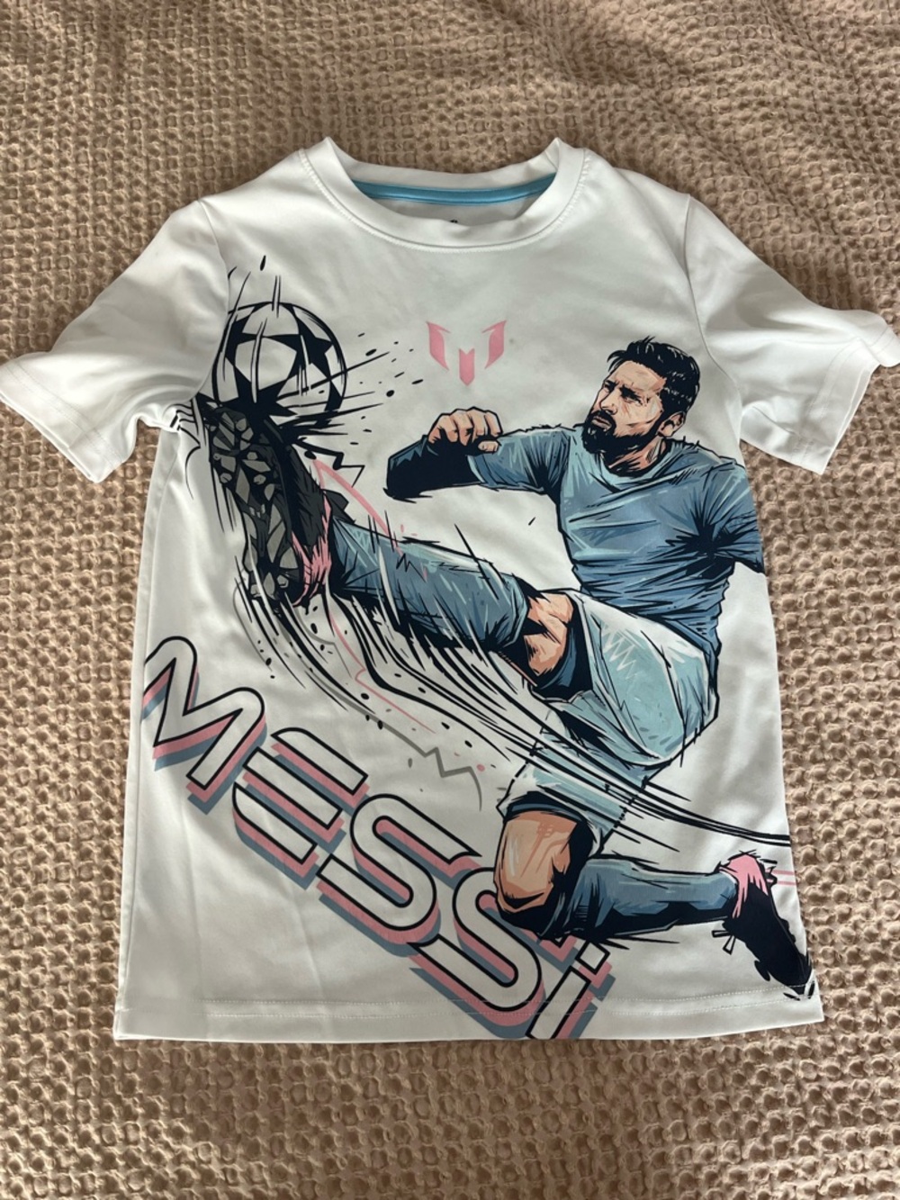 Messi Graphic Short Sleeve Tee - White/Pink/Blue